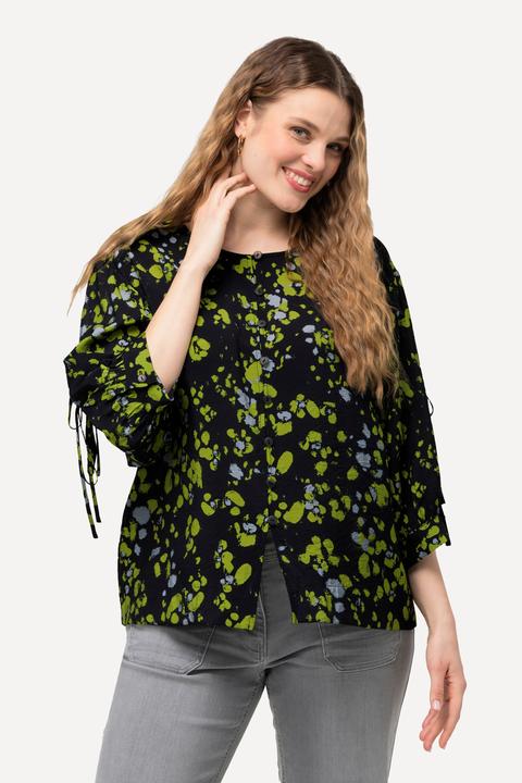 Produktbild Ulla Popken Bluse, Punkte, A-Linie, Rundhals, Langarm (58)