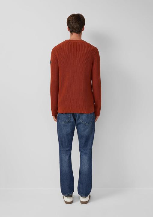 Produktbild s.Oliver Strickpullover Strukturierter Baumwoll-Pullover mit Label-Patch (XL)