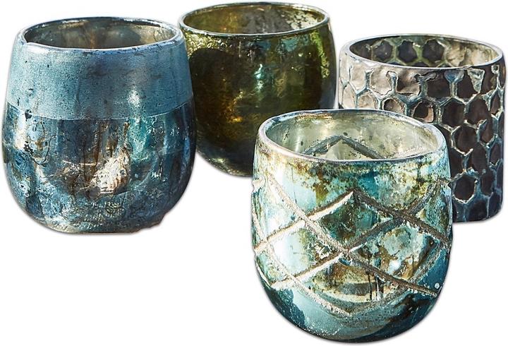 Loberon Lantern Set of 4 Marine (4 x, Ø 9 cm)