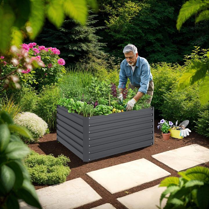 Produktbild tectake Hochbeet Blomma, 540l, verzinkt, 100x100x56cm
