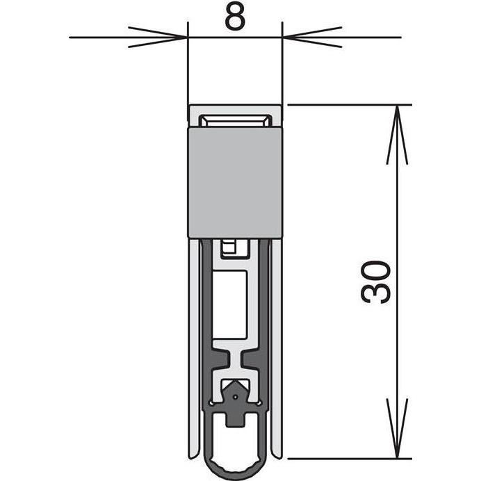 Athmer, Türdichtung, TÃ¼rdichtung Schall-Ex L-8/30 WS 1-s.L.708mm B.8mm Alu.silber silber HLT L/R