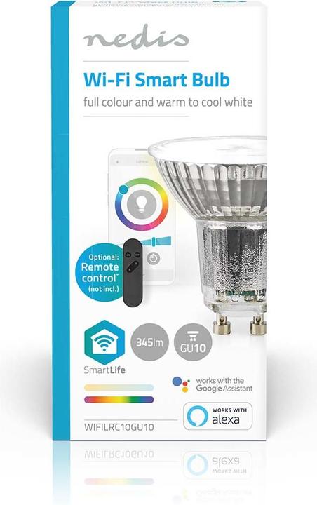 Produktbild Nedis WIFILRC10GU10 SmartLife Vollfärbige LED-Lampe WLAN GU10 345 lm 4.9 W RGB + weiss veränderbar 2 (GU10, 345 lm, 1x)
