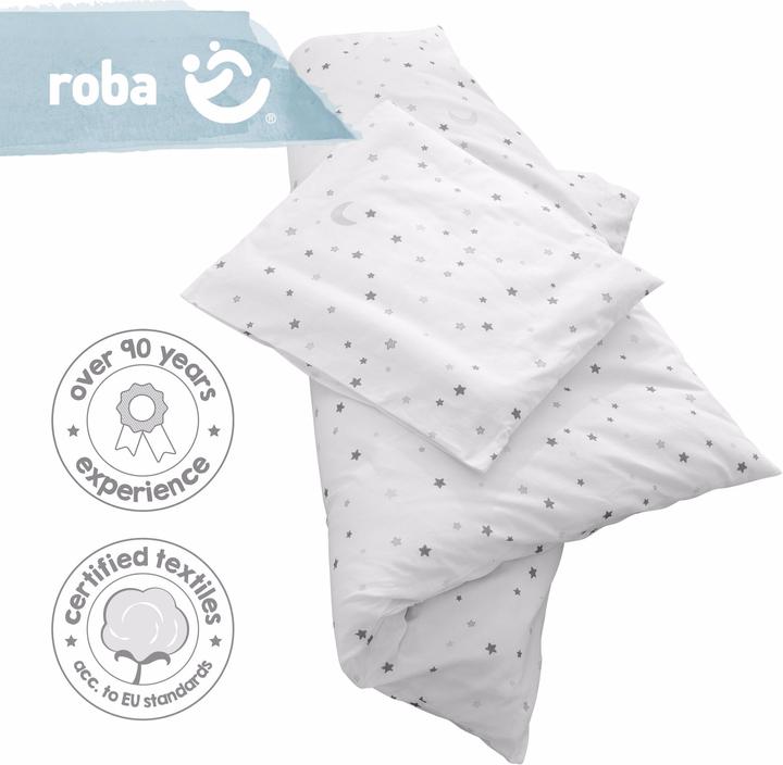 Actual product image Roba Cradle bedding star magic grey