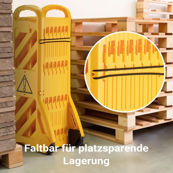 Produktbild Wiltec mobile Absperrung Kunststoff faltbar Mobilzaun 3,9m Rollen Absperrzaun