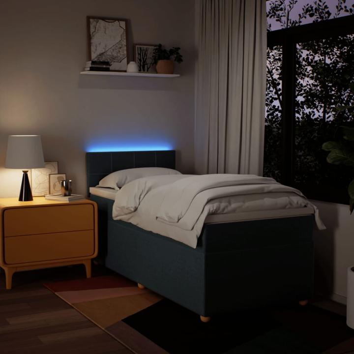 Produktbild VidaXL Boxspringbett Einzelbett Polsterbett Bett Matratze Blau 80x200cm Stoff (80 x 200 cm)