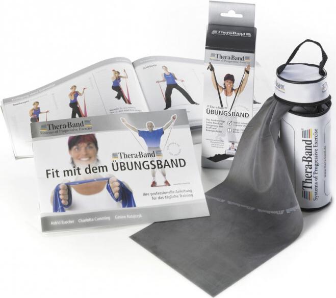 Actual product image TheraBand 2.50m incl. door anchor + bag black Resistance 3.3kg Terrabands gymnastic band Fitnessba (2.50 m, Extra strength)