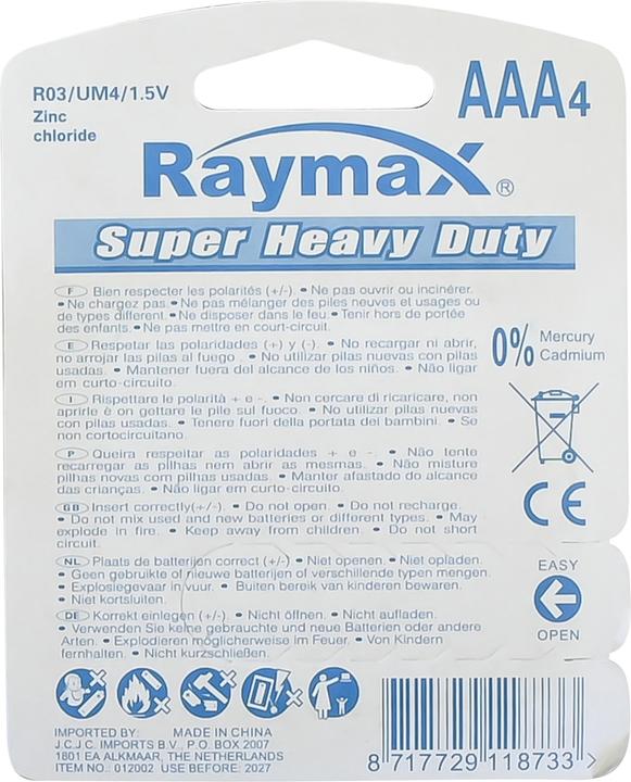 Actual product image Raymax Battery AAA mini penlite r03 4 pieces zinc (4 pcs., AAA)