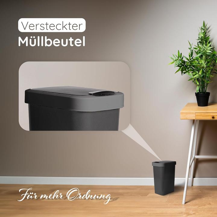 Produktbild Novaliv Abfalleimer-Set 10L + 25L, Mülleimer mit 2in1 Deckel, Klappdeckel & Schwingdeckel, Anti-Geru (10 l)