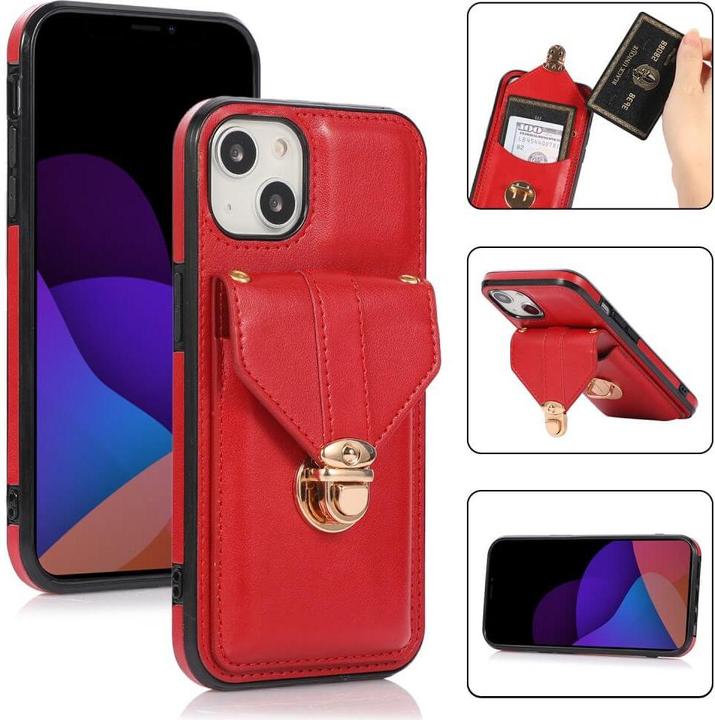 Actual product image Cover-Discount iPhone 15 Plus - Protective Cover Case with Pocket red (Apple iPhone 15 Plus)