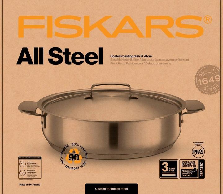 Produktbild Fiskars All Steel Bräter mit Deckel, 28cm (Edelstahl, 28 x 9.40 cm)