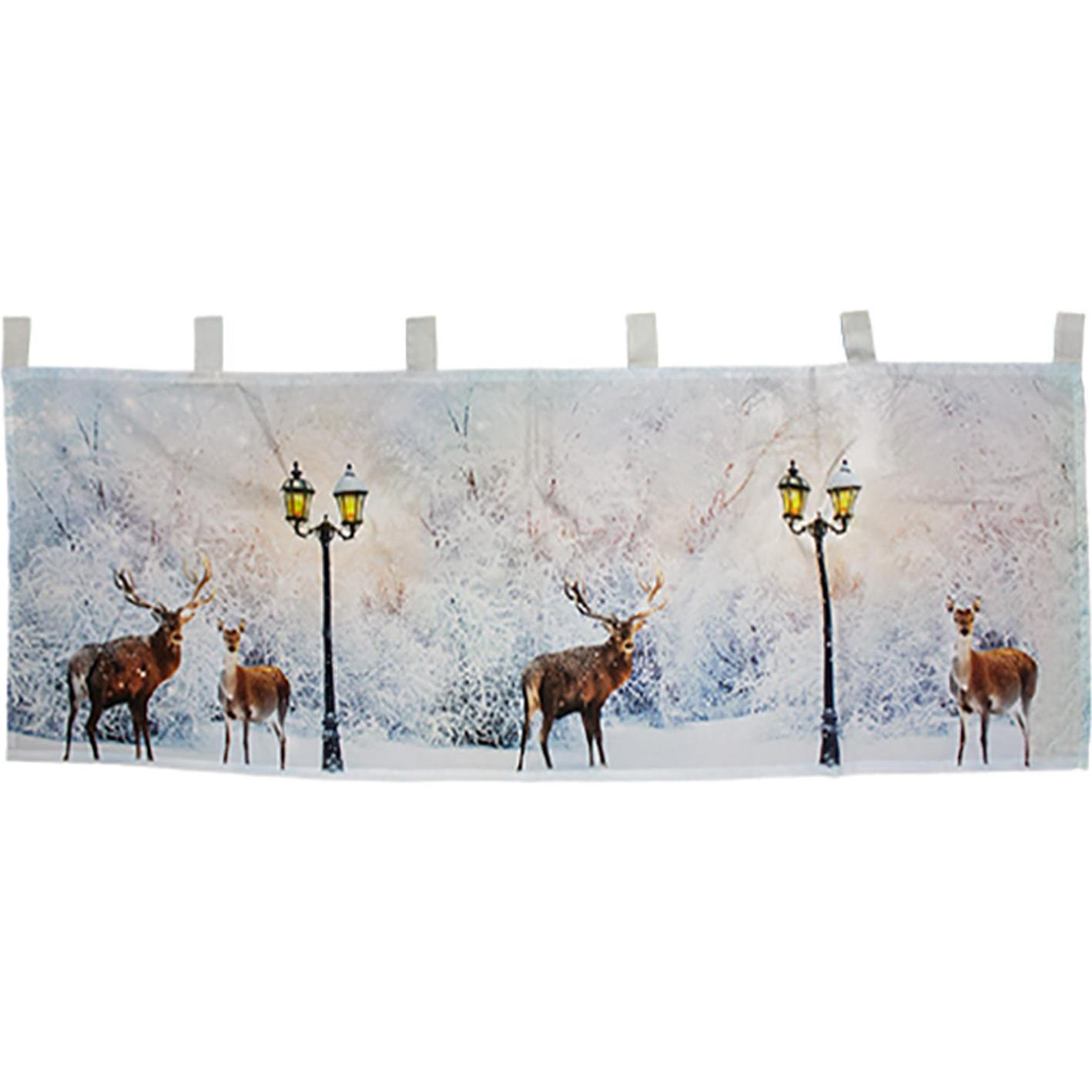 Mojawo, Weihnachtsbeleuchtung, X-Mas Gardine Scheibengardine beleuchtet Fenstergardine LED 45x120cm