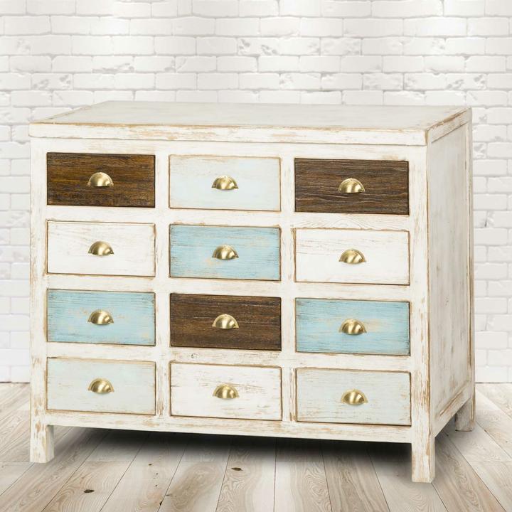 Actual product image PureHaven Chest of drawers 110x43x90 cm in vintage style Unique solid wood handcrafted stylish design (110 x 45 x 90 cm)