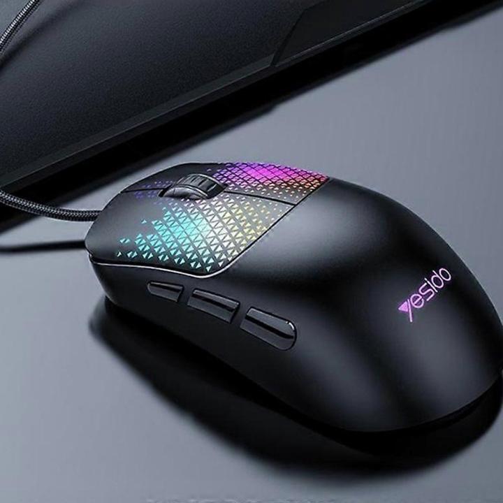 Actual product image Yesido Wired Gaming Mouse KB32, RGB, 7200DPI, Black (Cable)