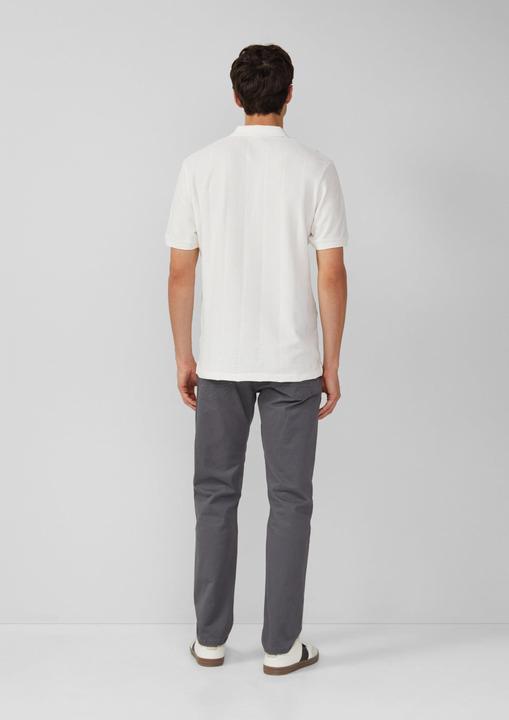 Polo-Shirt Poloshirt mit Struktur-Streifen und offenem