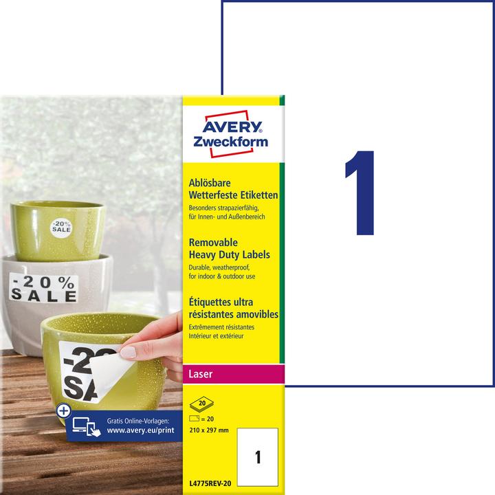 Produktbild Avery Wetterfeste Etiketten, ablösbar