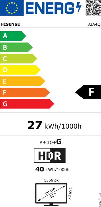 Energie-Label Hisense TV 32A4Q (32", LED, HD, 2025, CH, DE)