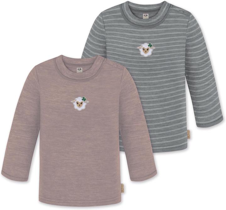 Produktbild Normani 2er Pack Baby Merino Longsleeve „Taupo" - 9473 (74, 80)