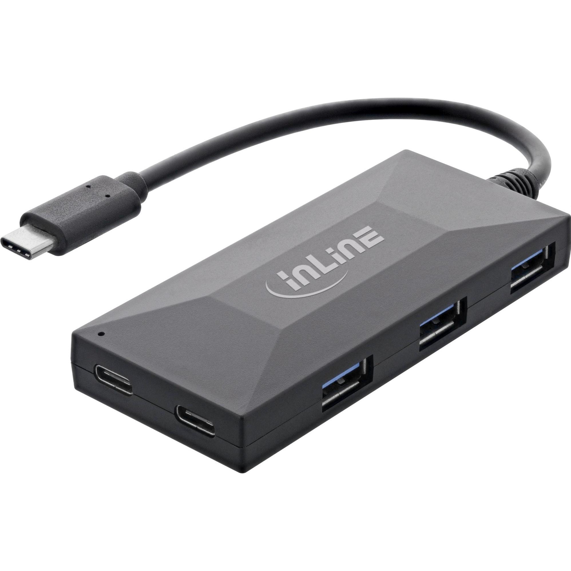 InLine USB 3.0 Hub (USB-C, 5 porte), Docking station + Hub USB, Nero
