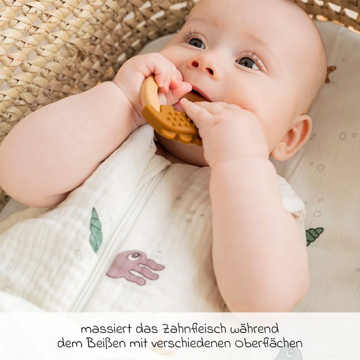 Actual product image Done by Deer Teething Ring 2-Pack Deer Friends Mustard/Powder