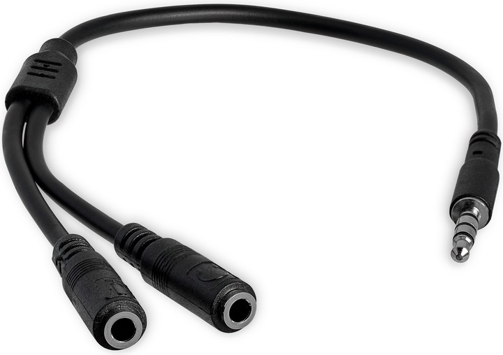 Produktbild StarTech 3,5mm Klinke Audio Y-Kabel - 4 pol. auf 3 pol. Headset Splitter (0.20 m)