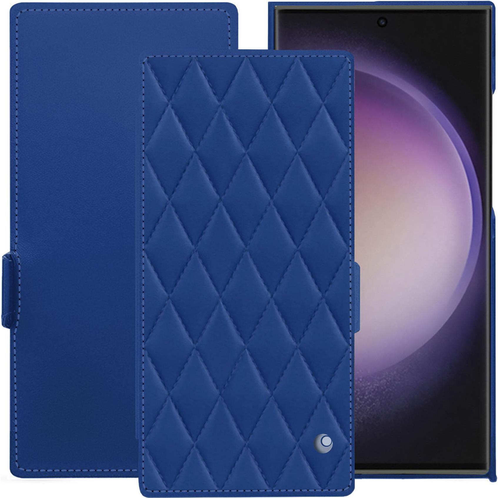 Noreve Lederschutzhülle horizontal (Samsung Galaxy S23 Ultra, Samsung Galaxy S24 Ultra), Smartphone Hülle, Blau