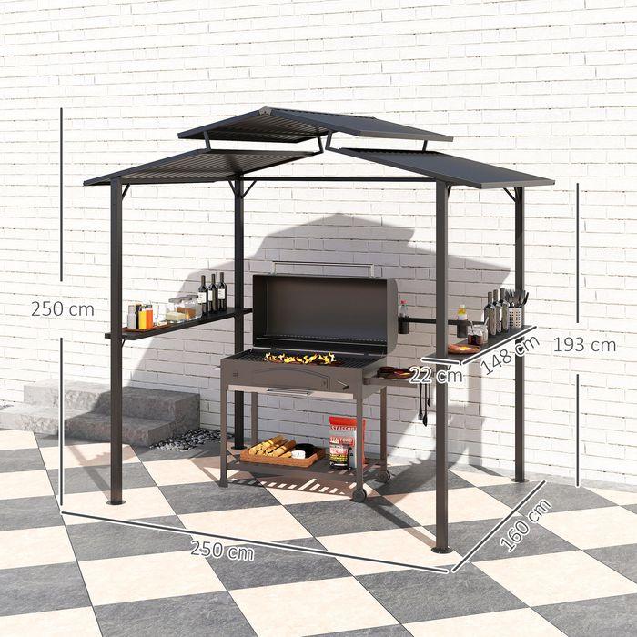 Actual product image Swisshandel24 Grillpavillon 250x160x250 cm wasserdicht Doppelschichtdach, Schwarz (250 cm, 160 cm)