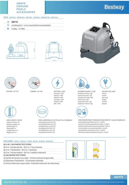Produktbild Bestway Hydrogenic 12 g/h Saltwater Chlorinator