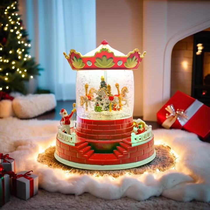 Actual product image Forever Light Christmas Snow Globe Lantern CAROUSEL FLX-4