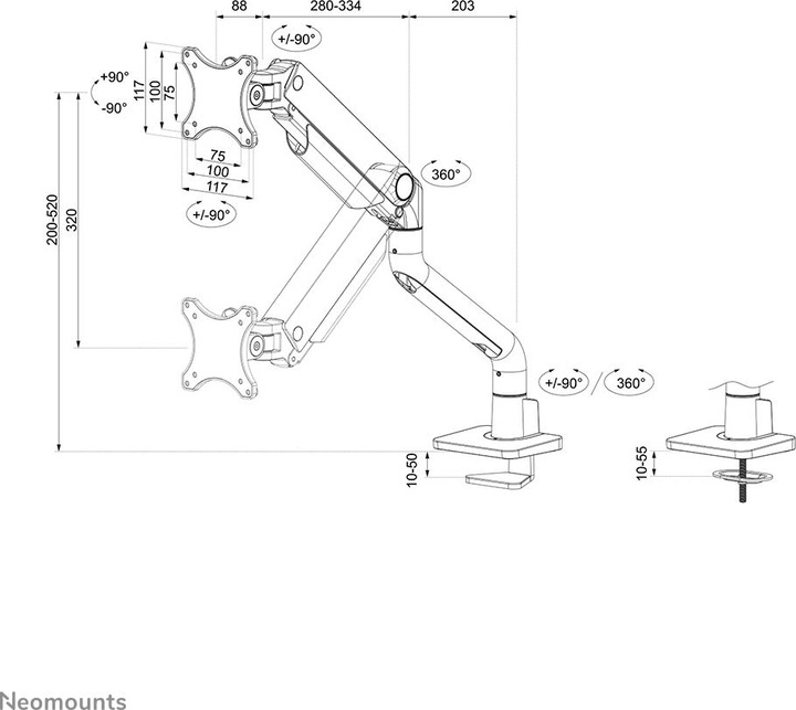 Produktbild Neomounts Select Desk Mount, single disp (Tisch, 49.02")