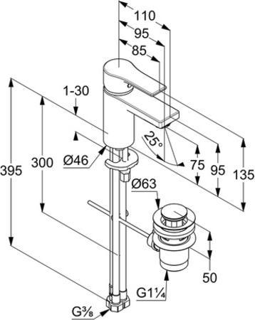 Produktbild Kludi Waschtisch-Einhandmischer ZENTA SL DN 15 f drucklose Speicher chr