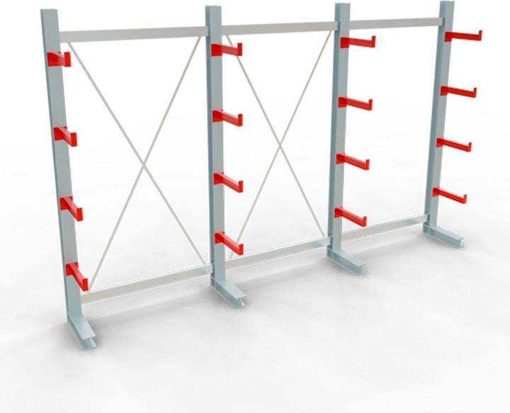 Produktbild Schulte Lagertechnik K 3000 Kragarm-Komplettregal 4 Ständer - 1-seitig