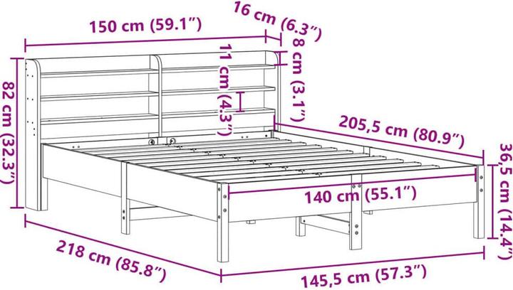 Image du produit vidaXL Bettgestell (140 x 200 cm)