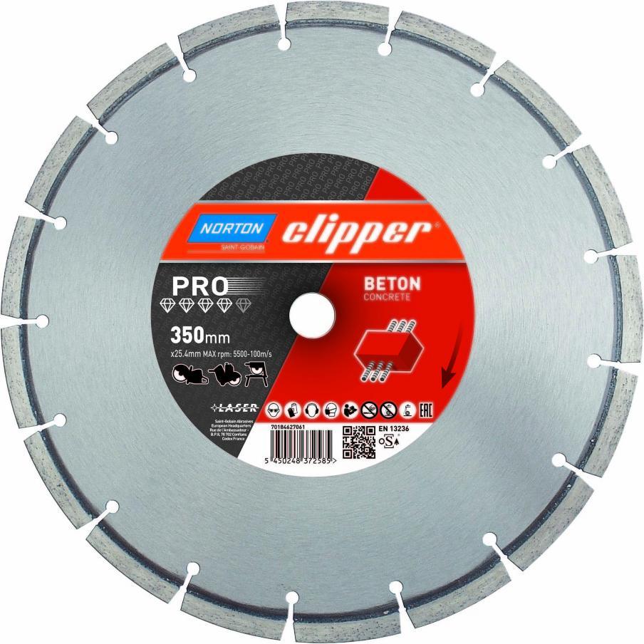 Norton Clipper, Lama, Clipper 70184627063 Pro Beton Diamant-Sägeblatt 450 x 25,4 mm