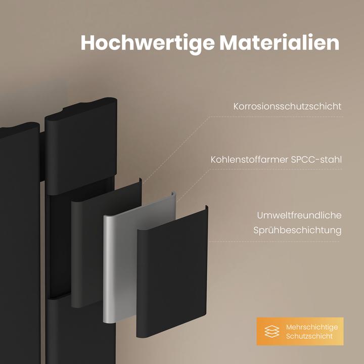 Produktbild Emke Heizkörper, Flachheizkörper mit Zentralanschluss, Schwarz 180x30cm 627W Einlagig (627 W)