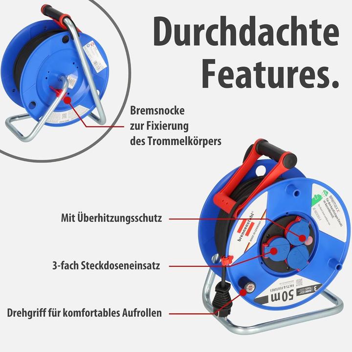 Produktbild Brennenstuhl Garant IP44 Kabeltrommel 50m AT-N05V3V3-F 3G1.5 12 (50 m, 1.50 mm²)