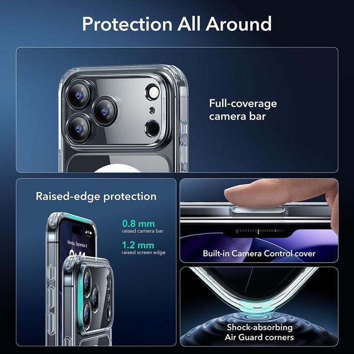 Produktbild ESR Classic Hybrid Magnetic Case (Camera Control), for iPhone 17 Pro, Clear (Apple iPhone 17 Pro)