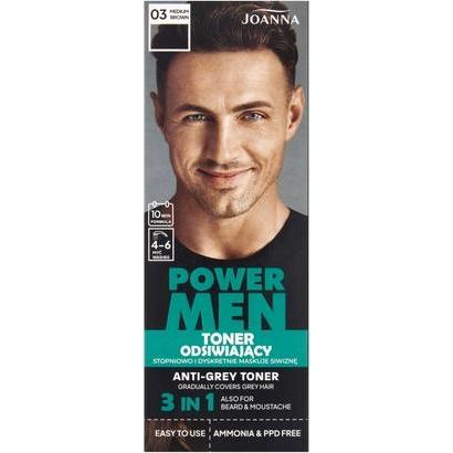 Joanna, Polvere per sopracciglia, Power Men Toner 03 Medium Brown 80g (Medium Brown)