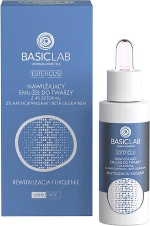 BasicLab Esteticus Moisturizing Emu-Gel For Face With 4% Ectoine Amino Acids And Beta-Glucan 30Ml