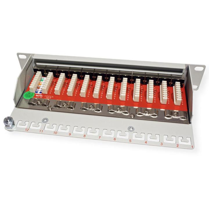 Actual product image Roline 10" patch panel 12 ports, Cat.6A (Class EA), shielded