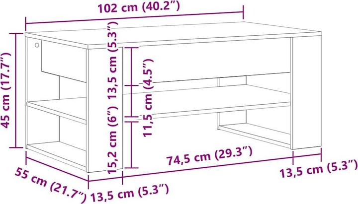 Actual product image VidaXL Coffee table (102 x 55 x 45 cm)