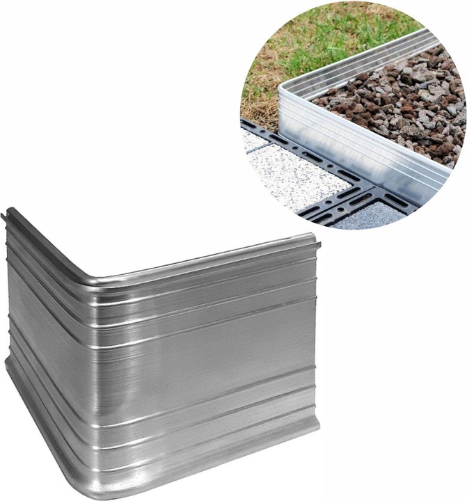 Actual product image Green Split Corner angle 90 degrees for ultra-strong aluminium lawn edging 24cm | bed edging | bed border (24 cm)