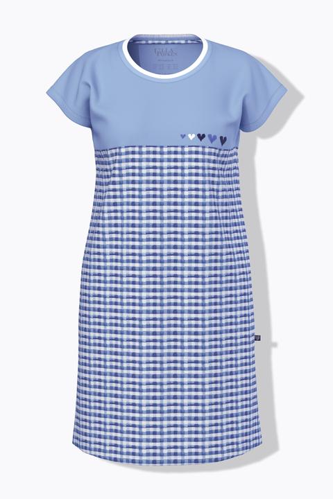 Immagine prodotto Ulla Popken Camicie da notte in confezione doppia con quadri/cuori, scollo a girocollo e mezze maniche (46, 48)