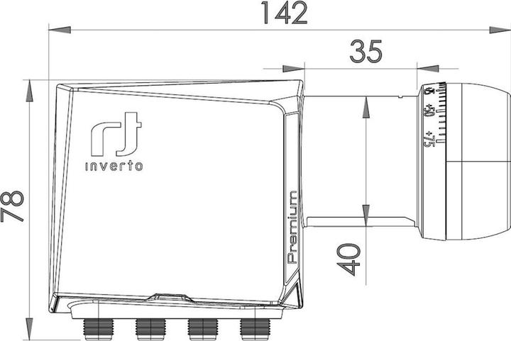 Image du produit inverto IDLP-QTL413-PREMU-OPN LNB Quattro 40mm 0,2 dB Premium (Quattro LNB, 40mm)