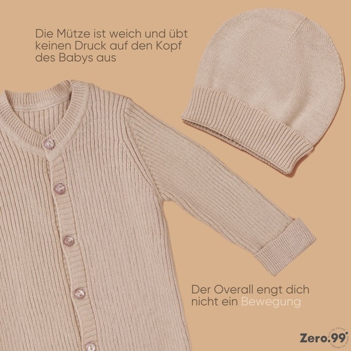 Image du produit Zero.99 Ensemble Nouveau-né 5 pièces – Couverture, Grenouillère à boutons, Moufles anti-griffures, C (50, 56, 62, 68)
