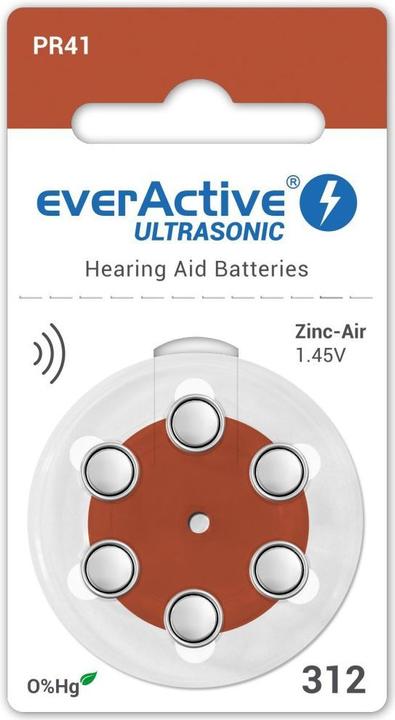 Actual product image Everactive Ultrasonic 312 - Hearing aid batteries (6 pcs., A312)