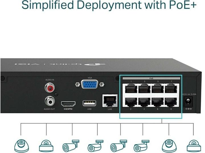 Actual product image TP-Link VIGI NVR1008H-8MP - NVR, 8 channels, 8x PoE (Network Video Recorder (NVR))