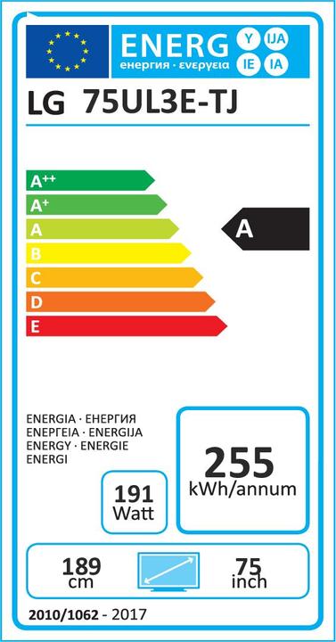 Energie-Label LG 75UL3E-B (3840 x 2160 Pixel, 75")