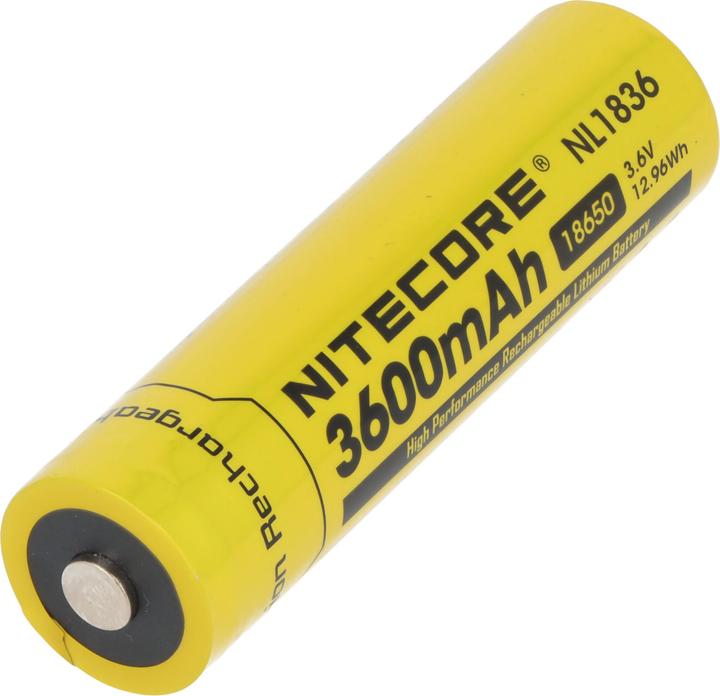 Nitecore Li-Ion Akku Typ 18650 mit 3600mAh NL1836 mit Schutzschaltung, 69,8mm x 18,6mm