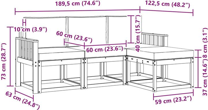 Produktbild vidaXL Outdoor-Sofa