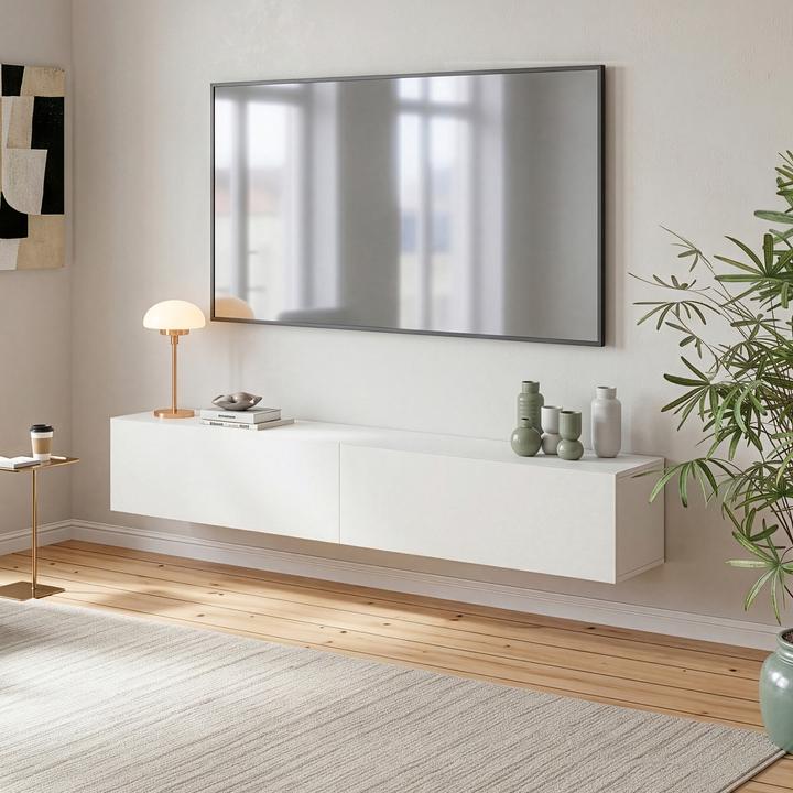 Produktbild En.Casa Hängeboard Evaton 180x32x30 cm Weiss, matt (180 x 31.50 x 30 cm)